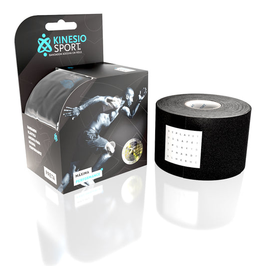 Fita Elástica Adesiva KinesioSport 6M x 5CM - Preta